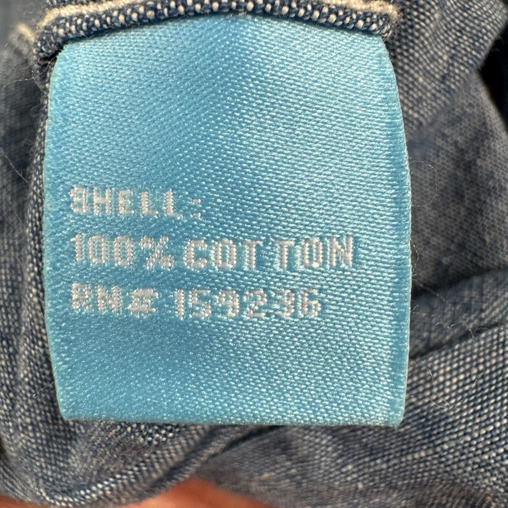 J. McLaughlin Shirt Mens M Blue Chambray Button Front Cotton Casual Short Sleeve